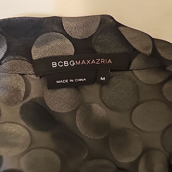 BCBGMaxAzria Sheer Silk Blend Polka Dot Blouse - M - Picture 7 of 9